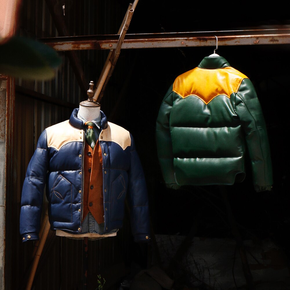 Women's Green Puffer Leather Jacket - Brando