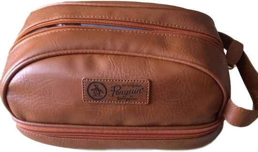 Light Brown  Leather Travel Toiletry Kit