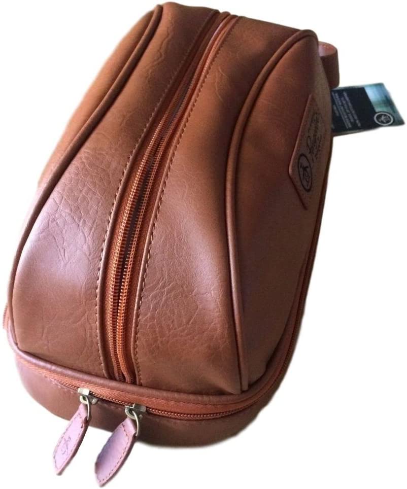 Light Brown  Leather Travel Toiletry Kit