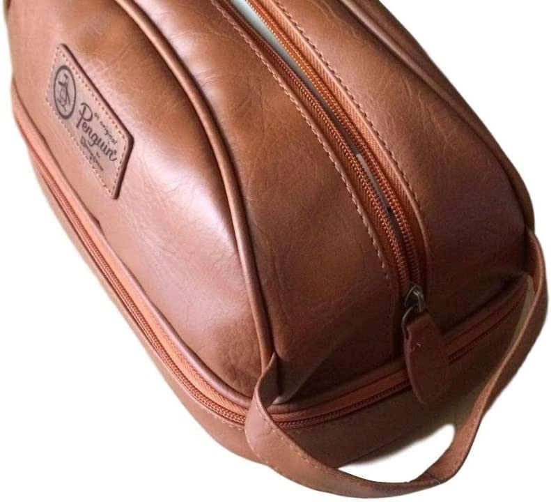 Light Brown  Leather Travel Toiletry Kit