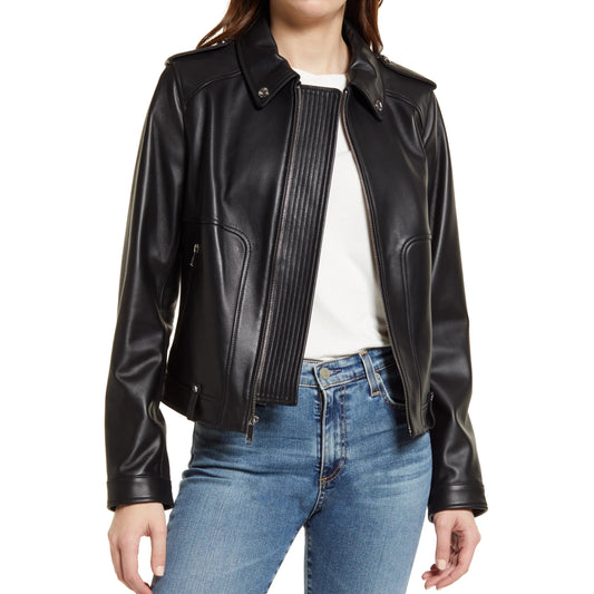 Black Nappa Leather Biker Jacket - Giorgia