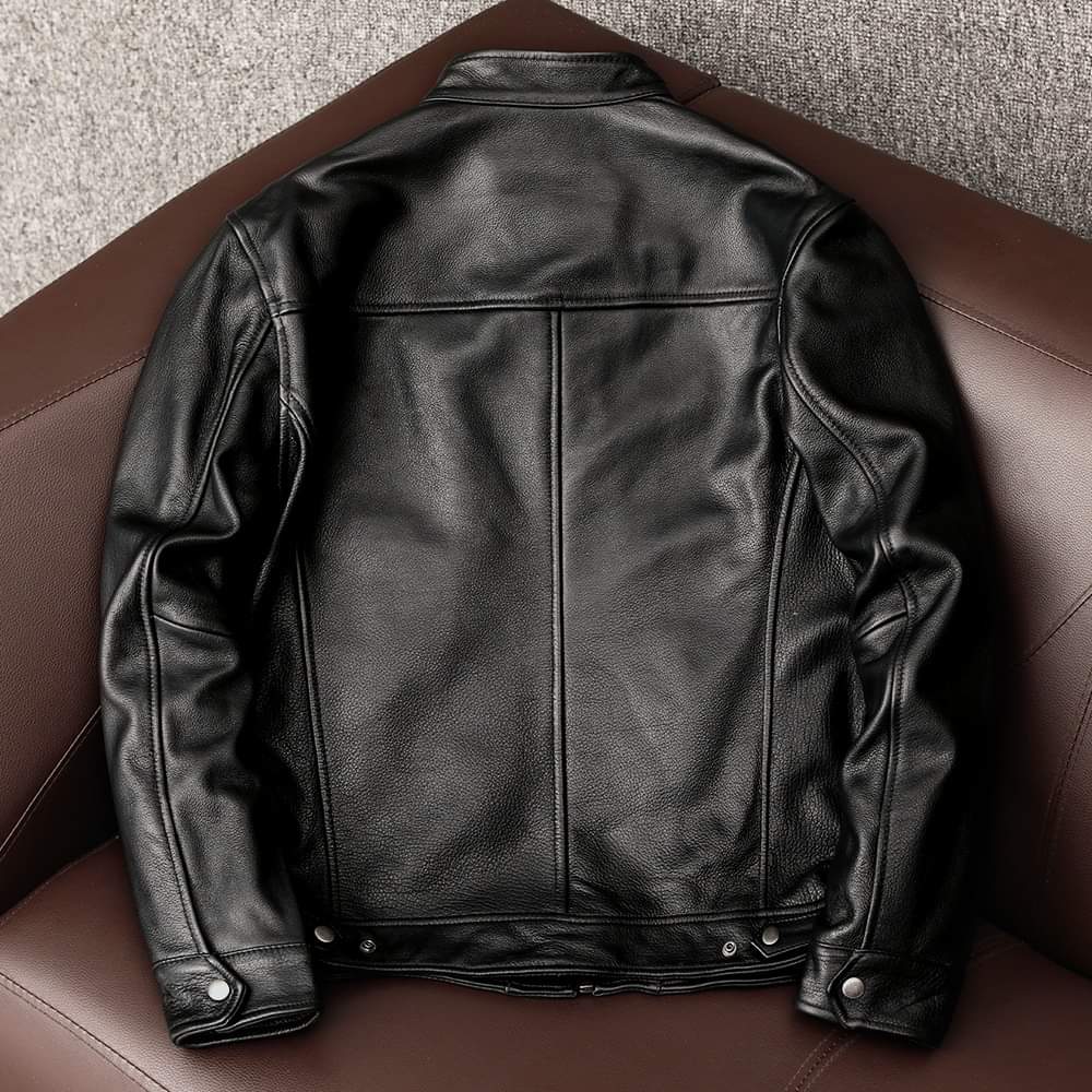 Black Leather Biker Jacket for Men - Mark