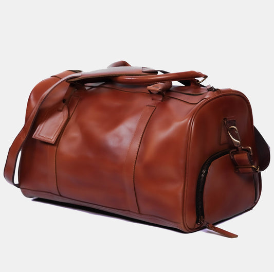 Brown Real Leather Duffle Bags - Bergen