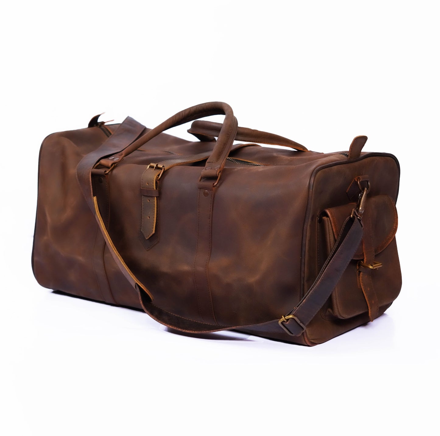 Brown Retro Real Leather Luggage Bag - Rome