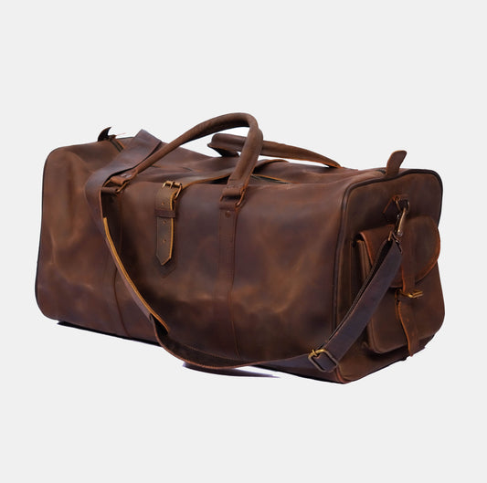 Brown Retro Real Leather Luggage Bag - Rome