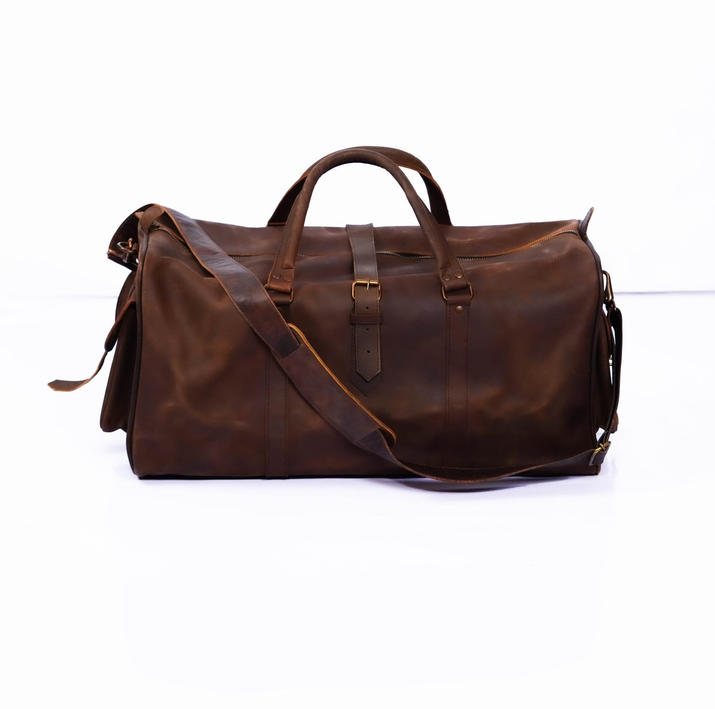 Brown Retro Real Leather Luggage Bag - Rome