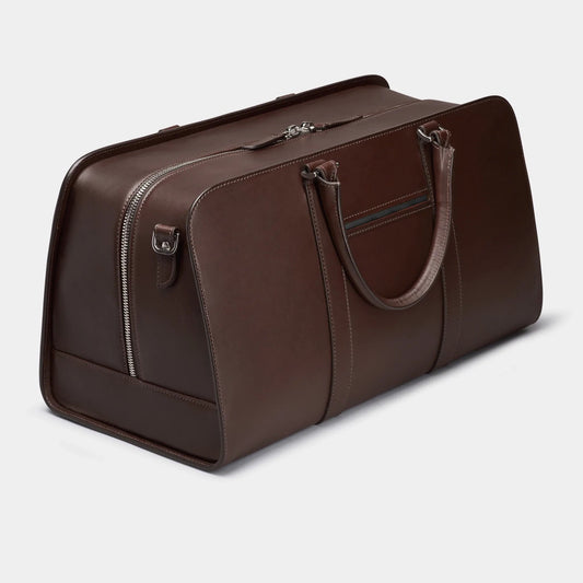 Dark Brown Designer Leather Luggage Bag - Léa