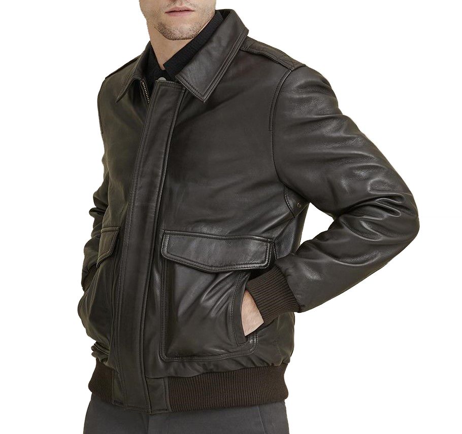 Men's Smart Casual Leather Jacket w/ Shirt Collar - Abel