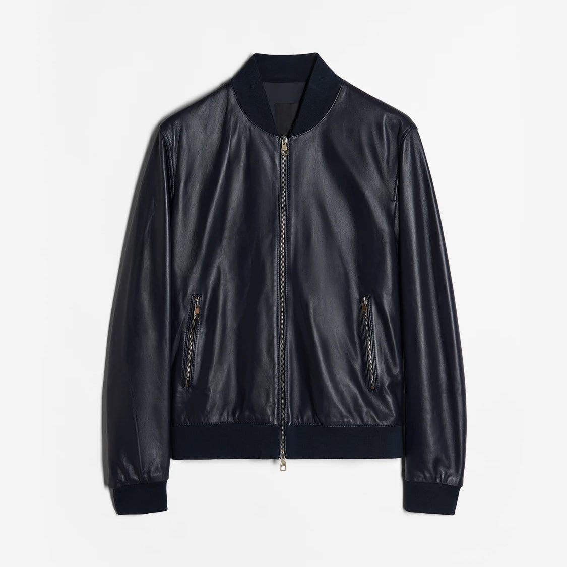 Blue Bomber Leather Jacket for Men - Mika